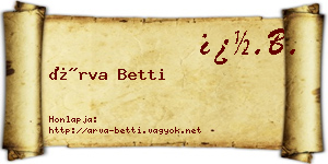 Árva Betti névjegykártya